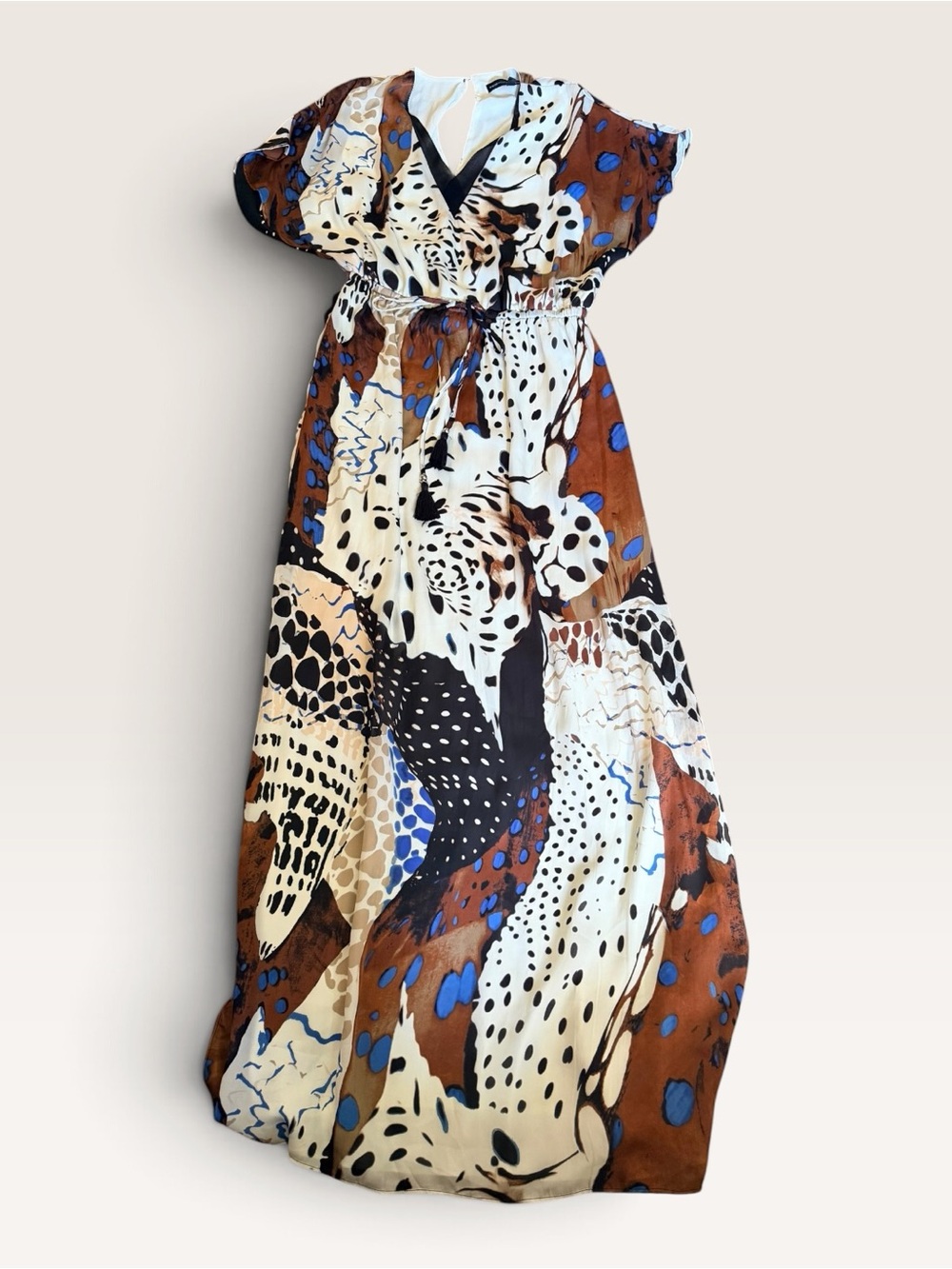White House Black Market S Abstract Animal Print Boho Resort Maxi Dress